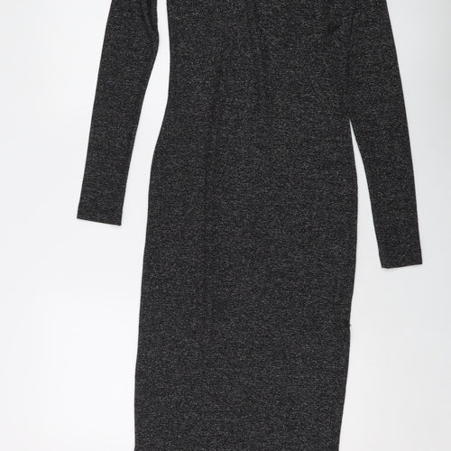 Zara Womens Black Polyamide Jumper Dress Size M Crew Neck Pullover