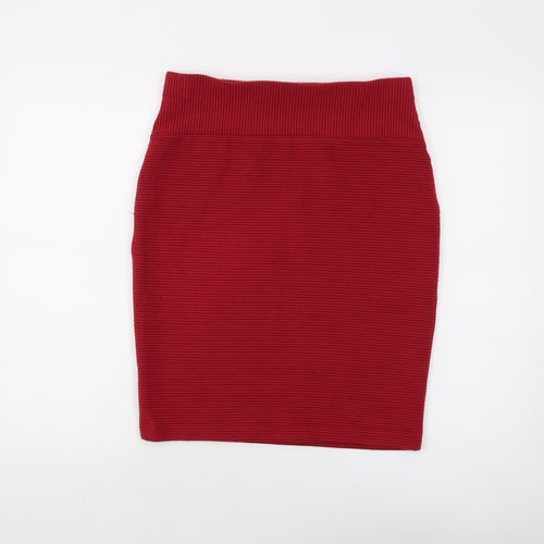 Marks and Spencer Womens Red Acrylic Mini Skirt Size 14