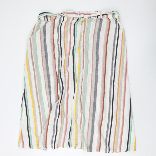 Principles Womens Multicoloured Striped Cotton A-Line Skirt Size 22 Button