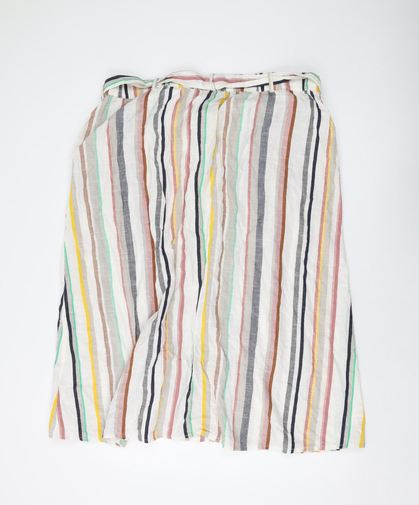 Principles Womens Multicoloured Striped Cotton A-Line Skirt Size 22 Button