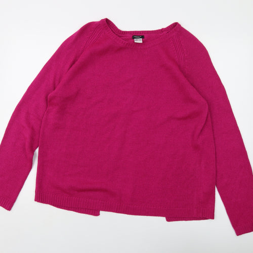 La Redoute Womens Pink Round Neck Acrylic Pullover Jumper Size 18