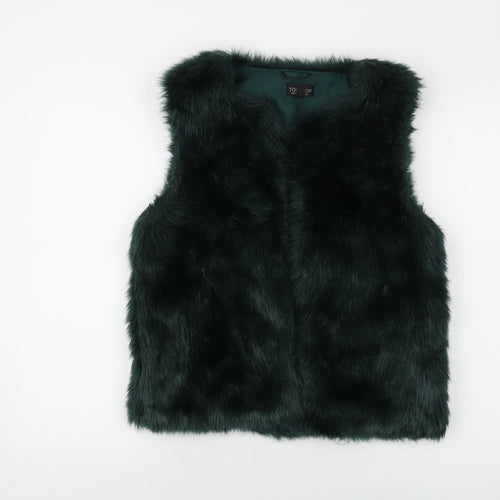 Topshop Womens Green Gilet Waistcoat Size 10 Hook & Eye