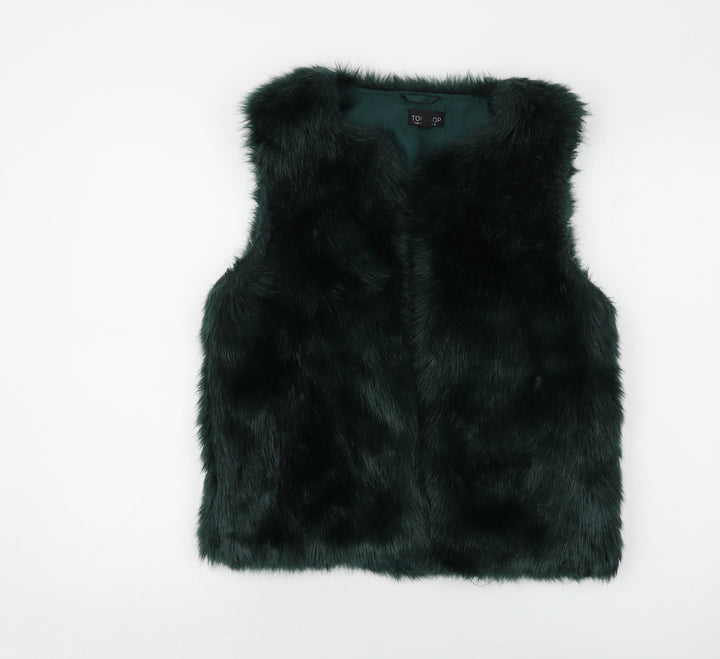 Topshop Womens Green Gilet Waistcoat Size 10 Hook & Eye