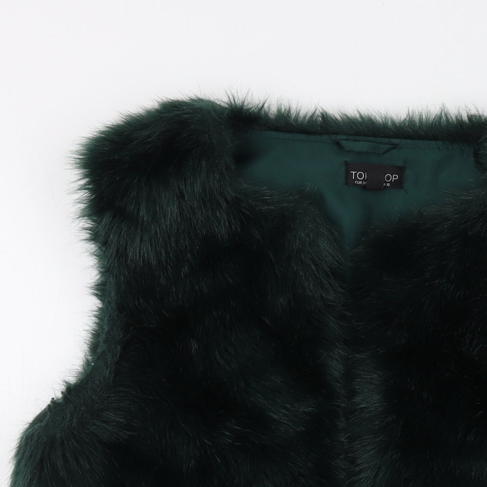 Topshop Womens Green Gilet Waistcoat Size 10 Hook & Eye