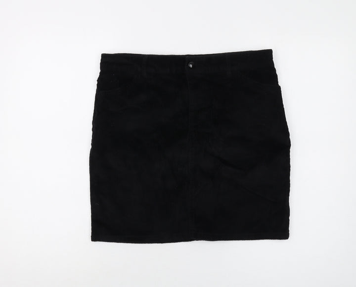 Pieces Womens Black Cotton Mini Skirt Size L Button