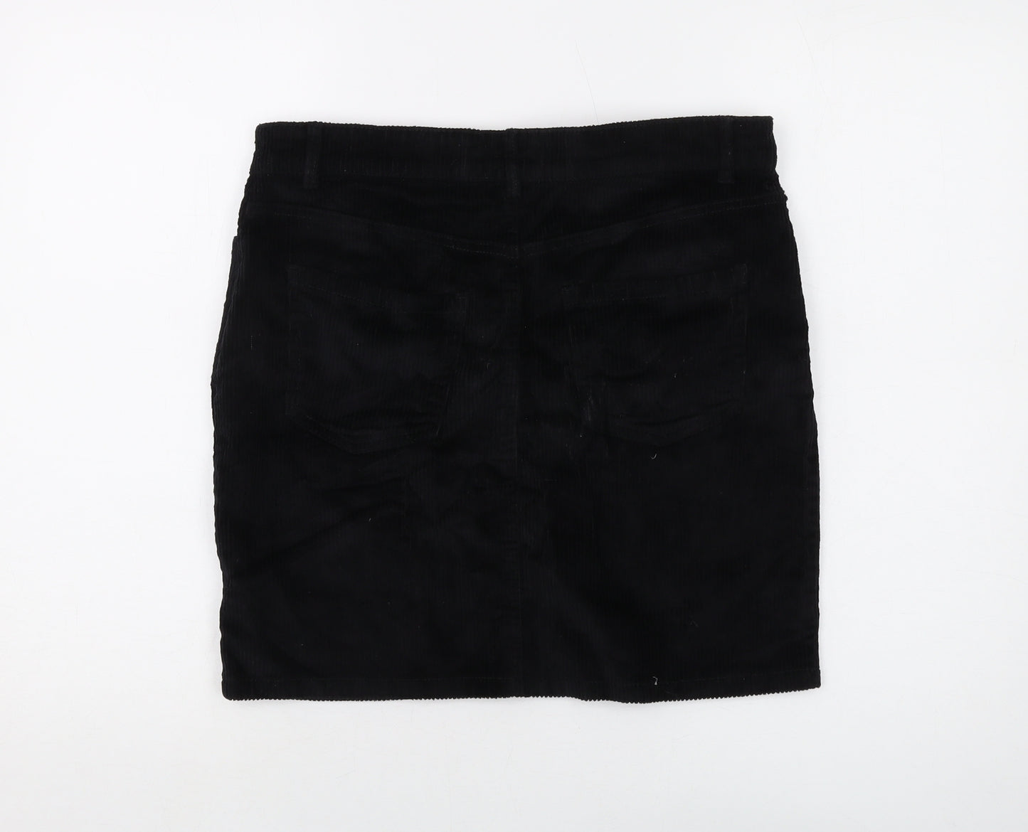 Pieces Womens Black Cotton Mini Skirt Size L Button