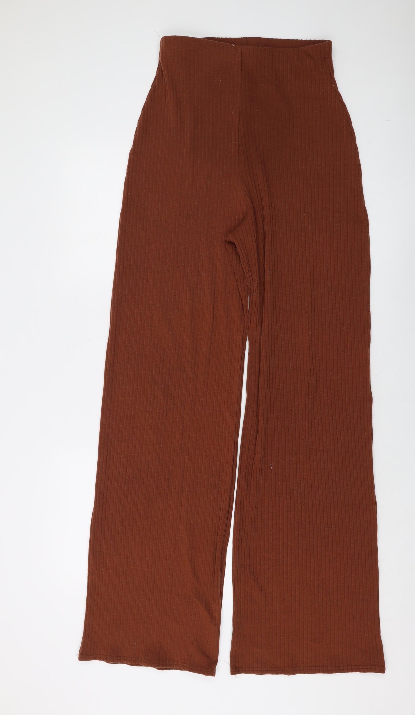 Boohoo Womens Brown Polyester Trousers Size 12 L33 in Regular