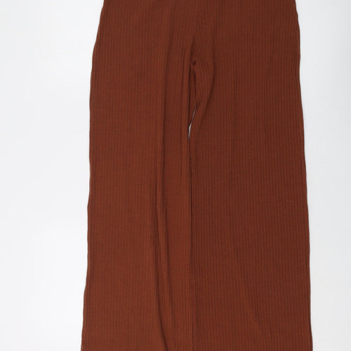 Boohoo Womens Brown Polyester Trousers Size 12 L33 in Regular