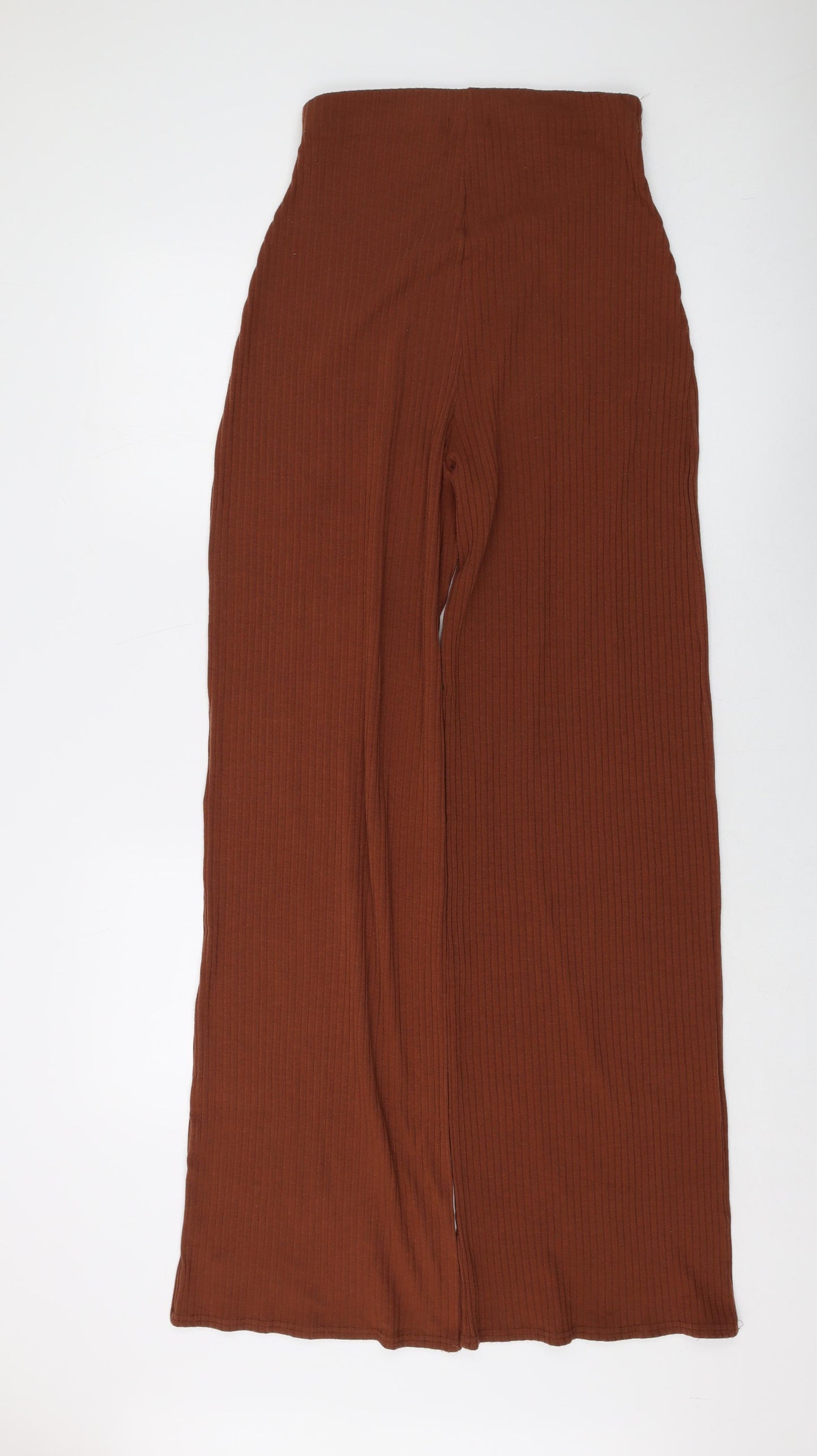 Boohoo Womens Brown Polyester Trousers Size 12 L33 in Regular