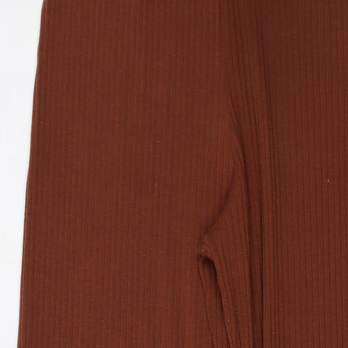 Boohoo Womens Brown Polyester Trousers Size 12 L33 in Regular