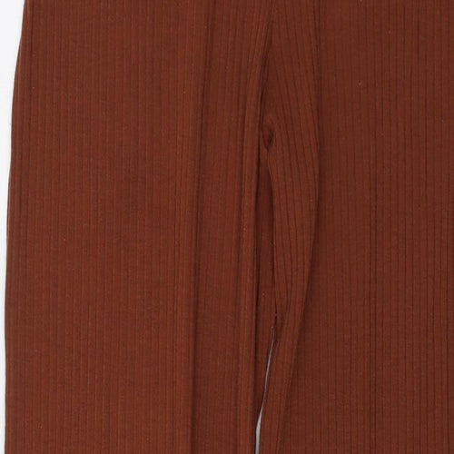 Boohoo Womens Brown Polyester Trousers Size 12 L33 in Regular