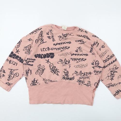Zara Girls Pink Geometric Cotton Pullover Sweatshirt Size 9-10 Years Pullover
