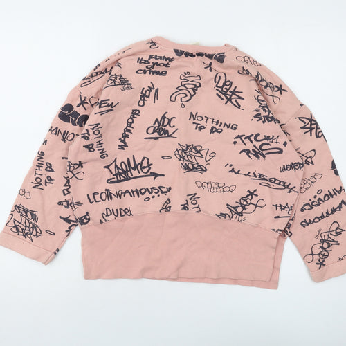 Zara Girls Pink Geometric Cotton Pullover Sweatshirt Size 9-10 Years Pullover