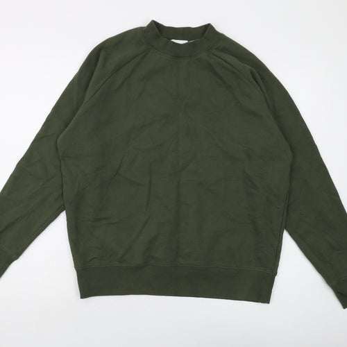 Topman Mens Green Cotton Pullover Sweatshirt Size M