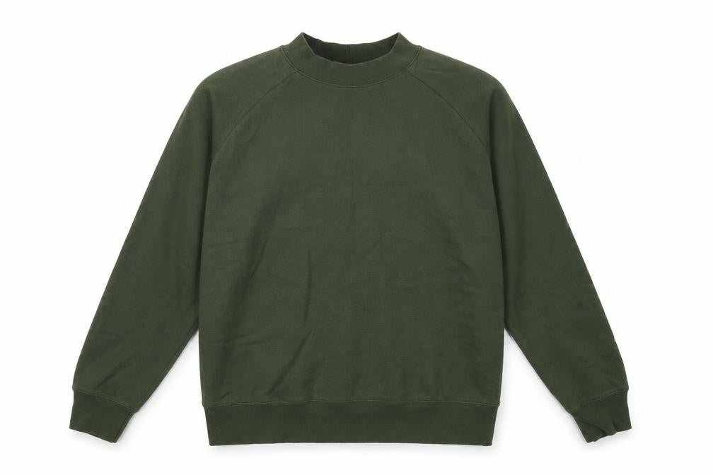 Front view of Topman men’s green cotton pullover sweatshirt, size M