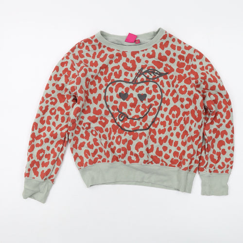 Uniqlo Girls Green Animal Print Cotton Pullover Sweatshirt Size 9-10 Years Pullover
