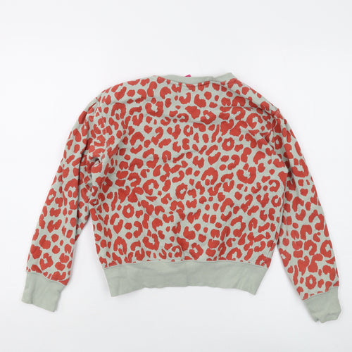 Uniqlo Girls Green Animal Print Cotton Pullover Sweatshirt Size 9-10 Years Pullover