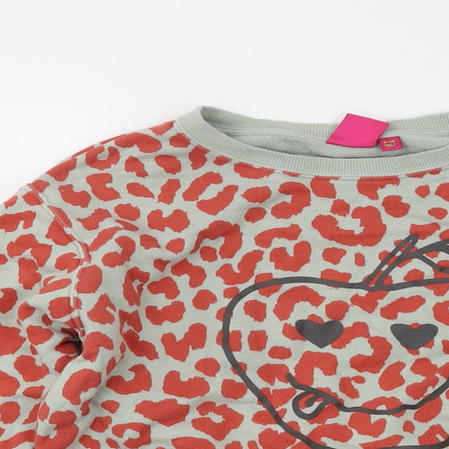 Uniqlo Girls Green Animal Print Cotton Pullover Sweatshirt Size 9-10 Years Pullover