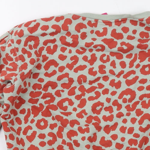 Uniqlo Girls Green Animal Print Cotton Pullover Sweatshirt Size 9-10 Years Pullover