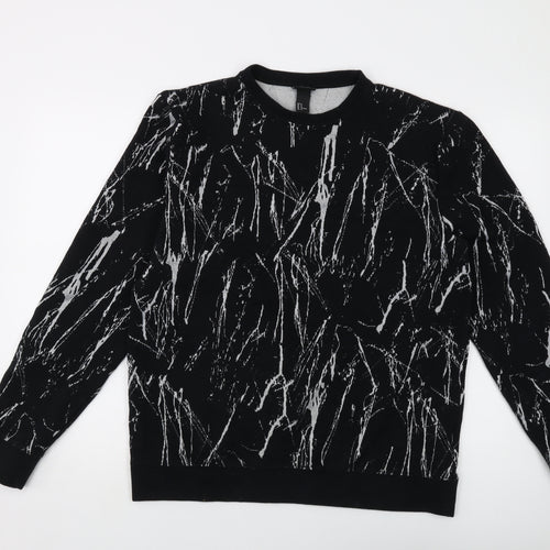 H&,M Mens Black Geometric Polyester Pullover Sweatshirt Size M