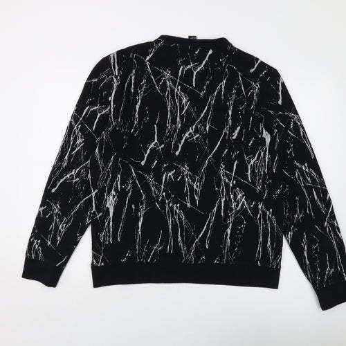 H&,M Mens Black Geometric Polyester Pullover Sweatshirt Size M