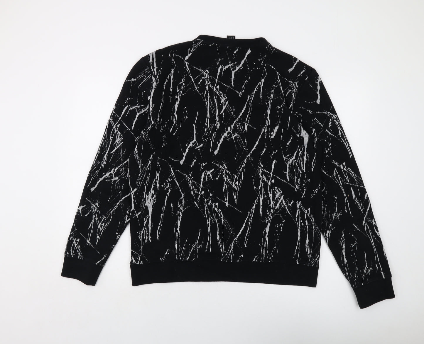 H&,M Mens Black Geometric Polyester Pullover Sweatshirt Size M