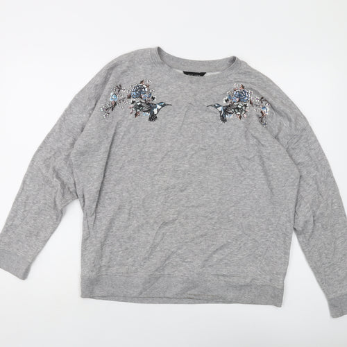 New Look Womens Grey Cotton Pullover Sweatshirt Size XS Pullover