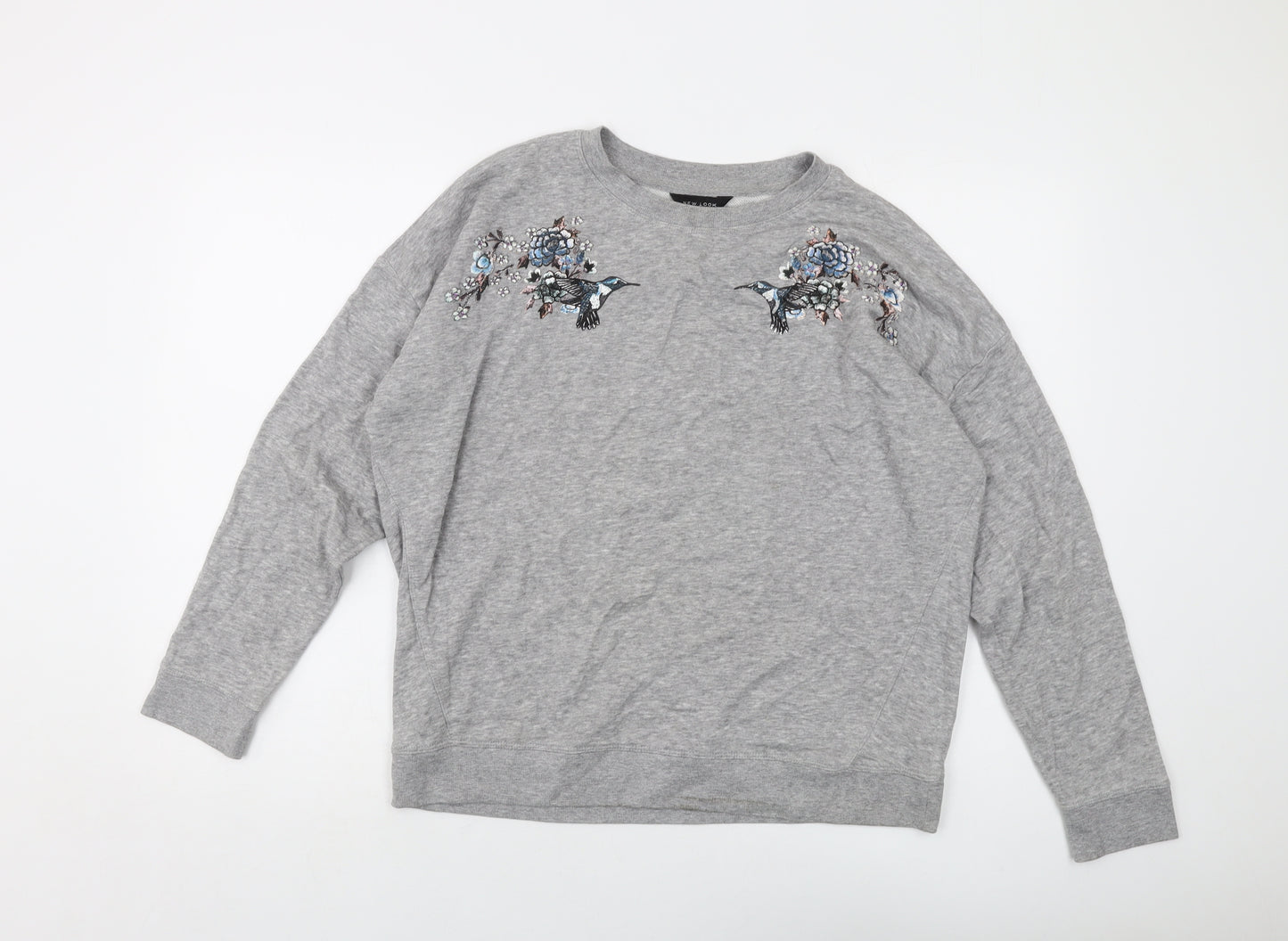 New Look Womens Grey Cotton Pullover Sweatshirt Size XS Pullover