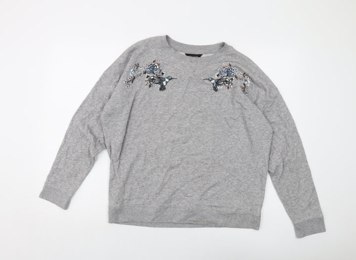 New Look Womens Grey Cotton Pullover Sweatshirt Size XS Pullover