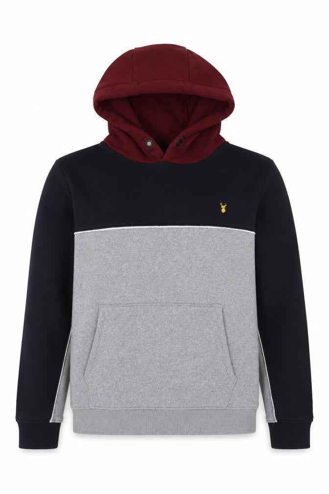 Front view of Next boys’ grey cotton pullover hoodie, size XL, pullover