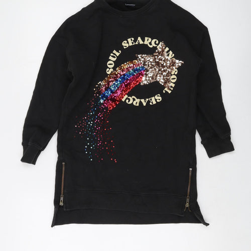 NEXT Girls Black Cotton Pullover Sweatshirt Size 9 Years Pullover