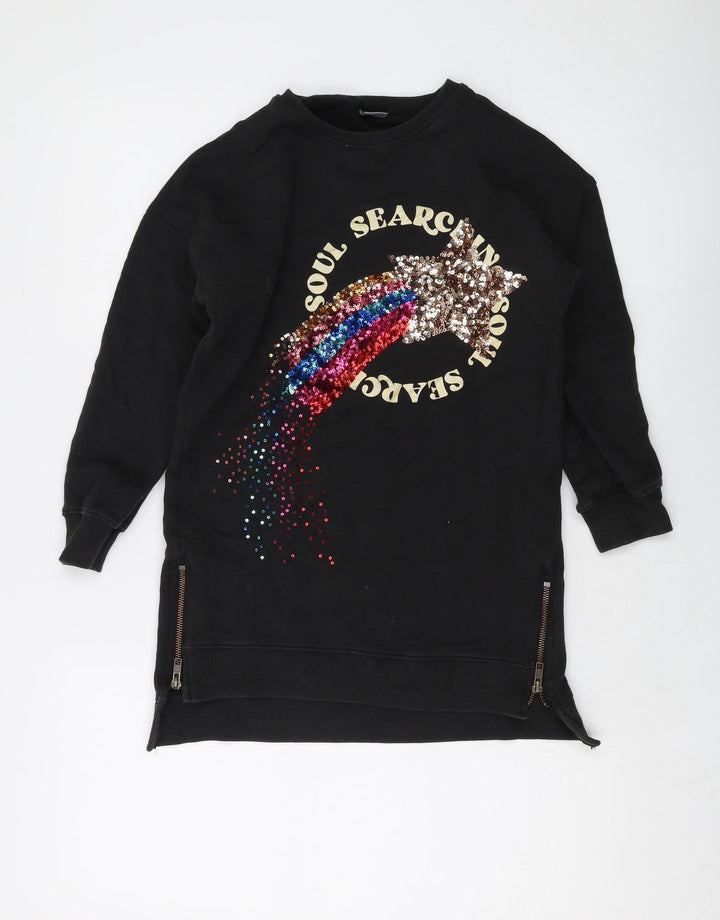 NEXT Girls Black Cotton Pullover Sweatshirt Size 9 Years Pullover