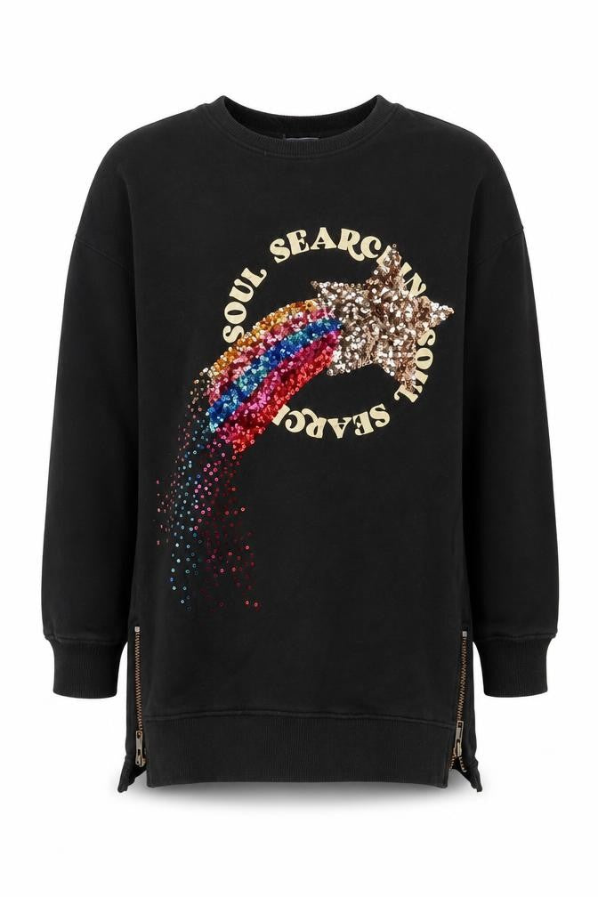 Front view of Next girls’ black cotton pullover sweatshirt, size 9, years pullover