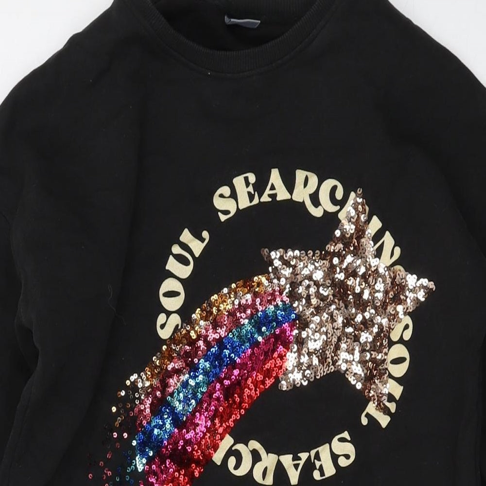 NEXT Girls Black Cotton Pullover Sweatshirt Size 9 Years Pullover