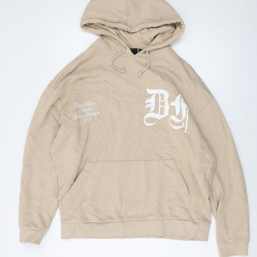 Asoso Mens Beige Cotton Pullover Hoodie Size L