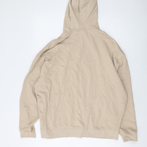 Asoso Mens Beige Cotton Pullover Hoodie Size L