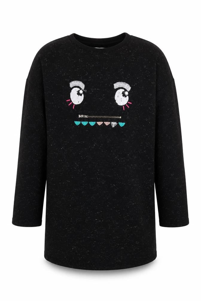 Front view of Marks & Spencer girls’ beige cotton pullover sweatshirt, size 10-11, years pullover