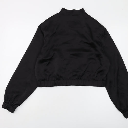 Boohoo Womens Black Bomber Jacket Jacket Size 10 Zip