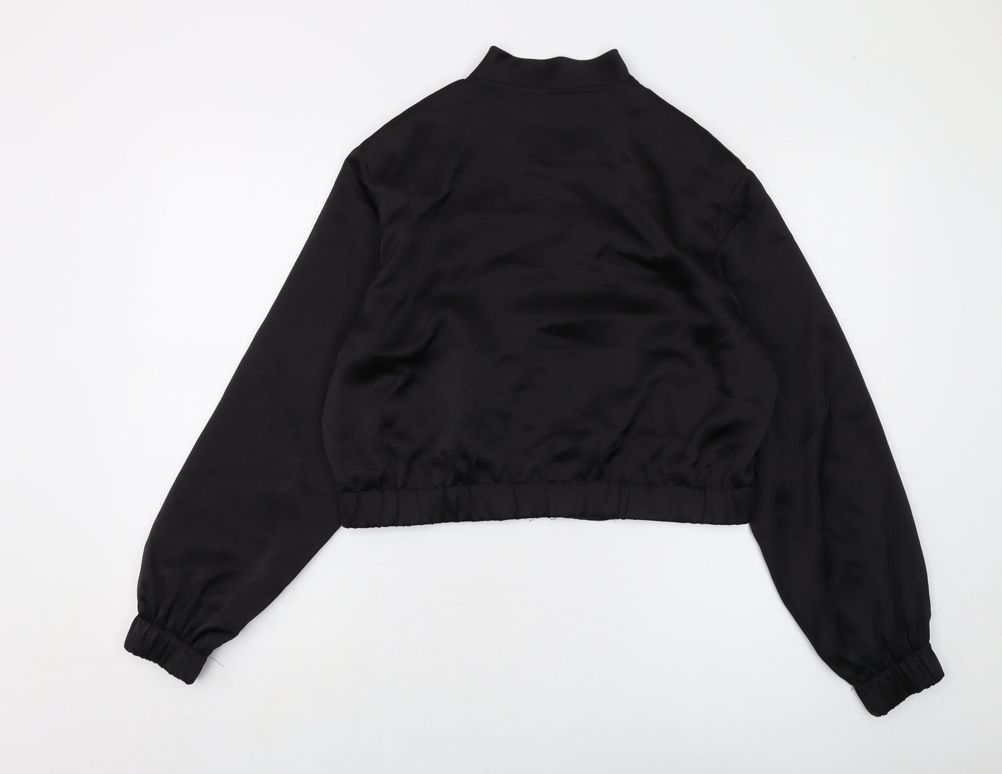 Boohoo Womens Black Bomber Jacket Jacket Size 10 Zip