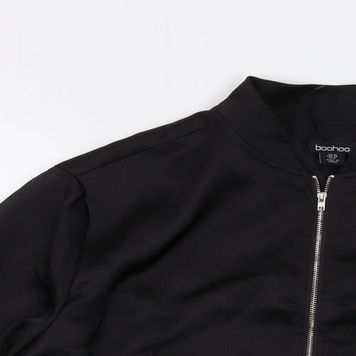 Boohoo Womens Black Bomber Jacket Jacket Size 10 Zip