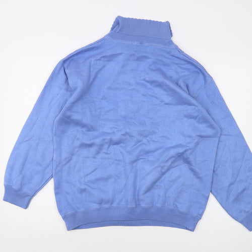 Country Scene Womens Blue Acrylic Pullover Sweatshirt Size M Pullover