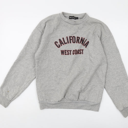 PRETTYLITTLETHING Womens Grey Cotton Pullover Sweatshirt Size S Pullover