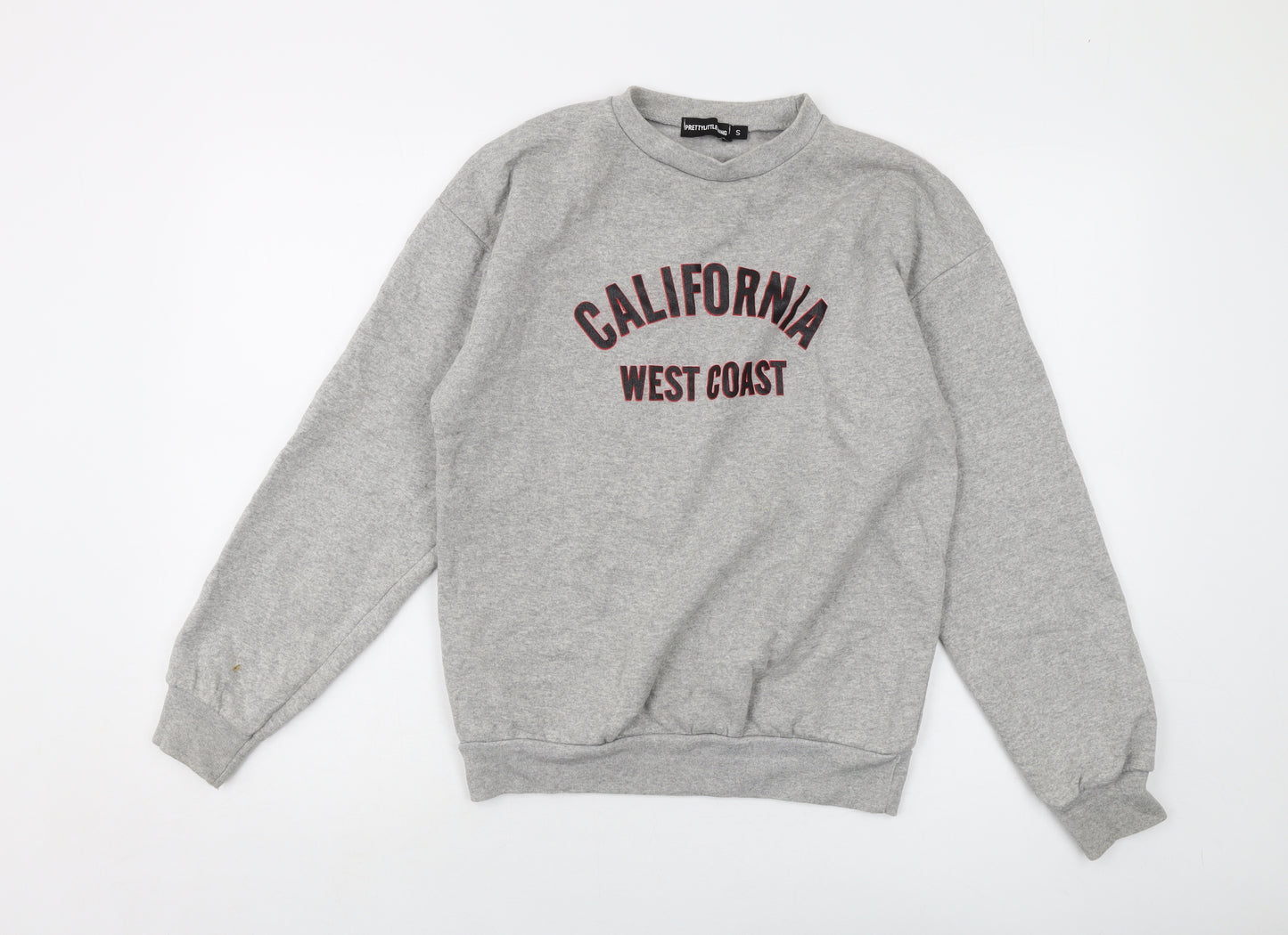 PRETTYLITTLETHING Womens Grey Cotton Pullover Sweatshirt Size S Pullover