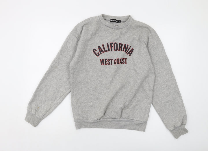 PRETTYLITTLETHING Womens Grey Cotton Pullover Sweatshirt Size S Pullover