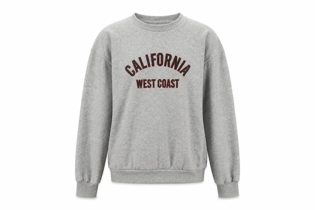 Front view of PRETTYLITTLETHING women’s grey cotton pullover sweatshirt, size S, pullover