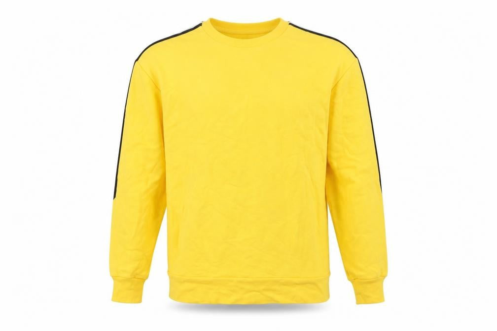 Front view of Topman men’s yellow cotton pullover sweatshirt, size M