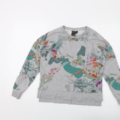 NEXT Womens Grey Floral Cotton Pullover Sweatshirt Size 8 Pullover