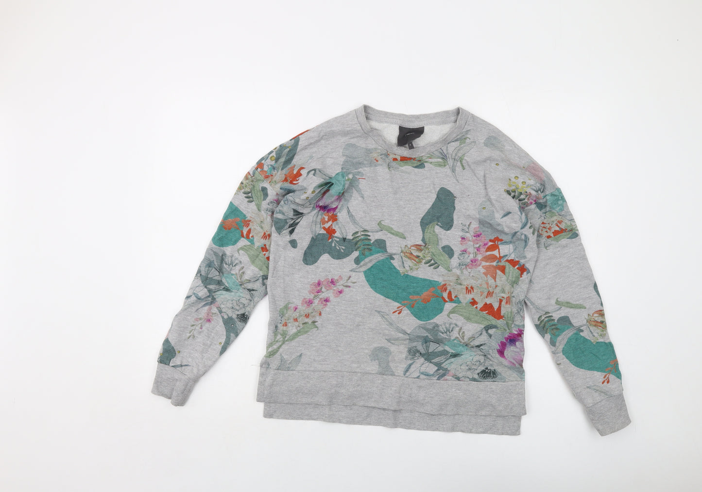 NEXT Womens Grey Floral Cotton Pullover Sweatshirt Size 8 Pullover