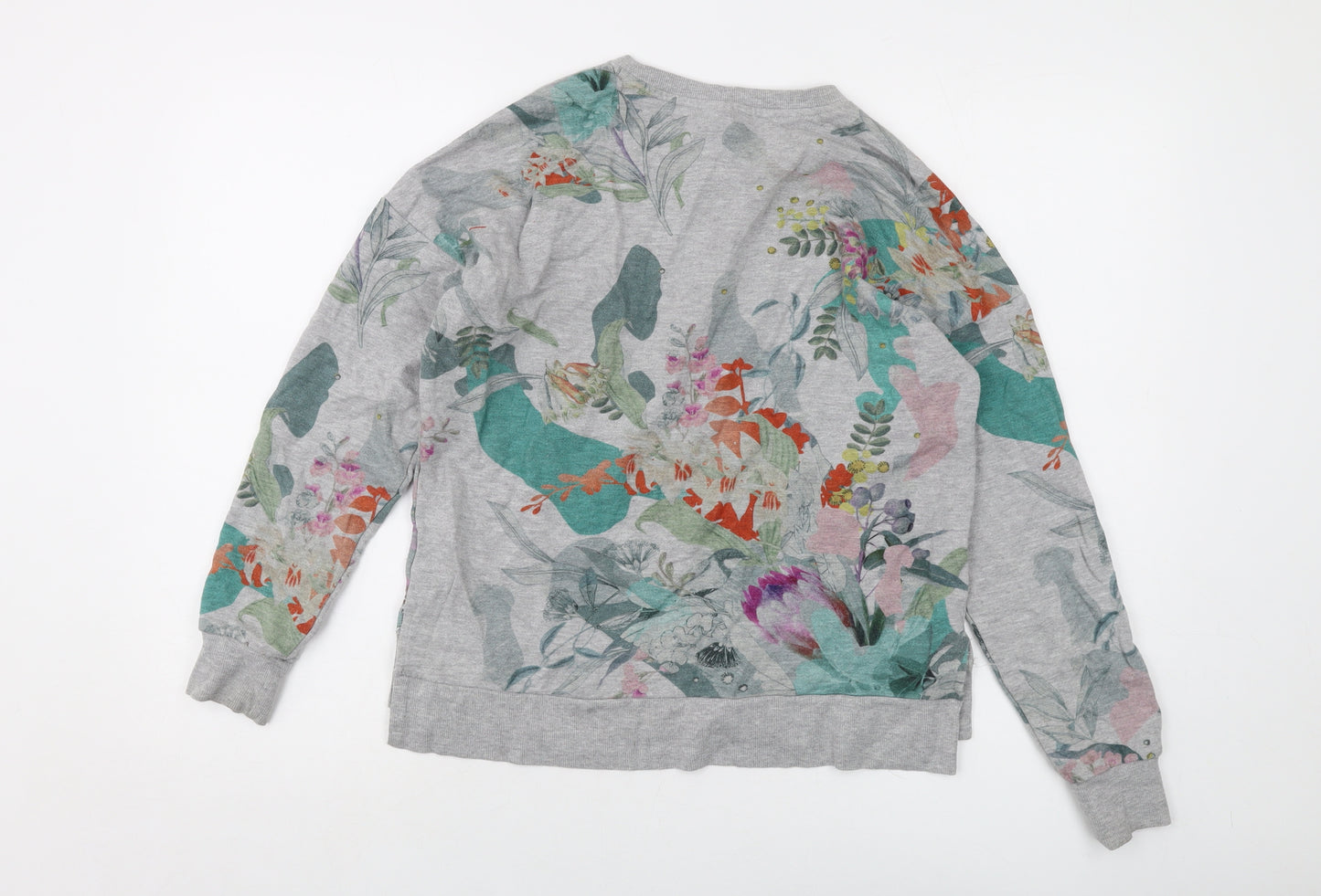 NEXT Womens Grey Floral Cotton Pullover Sweatshirt Size 8 Pullover