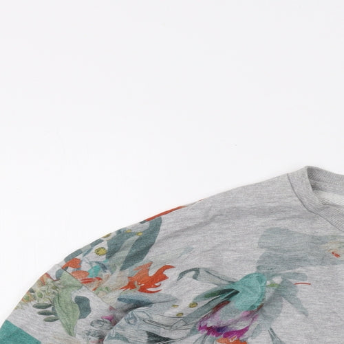 NEXT Womens Grey Floral Cotton Pullover Sweatshirt Size 8 Pullover